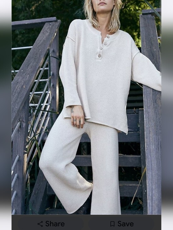 Free People Pants - Free People Beach Hailee Sweater Set Light Gray Large